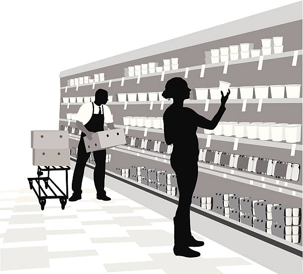 Dairy Isle Vector Silhouette A-Digit shopping silhouettes stock illustrations