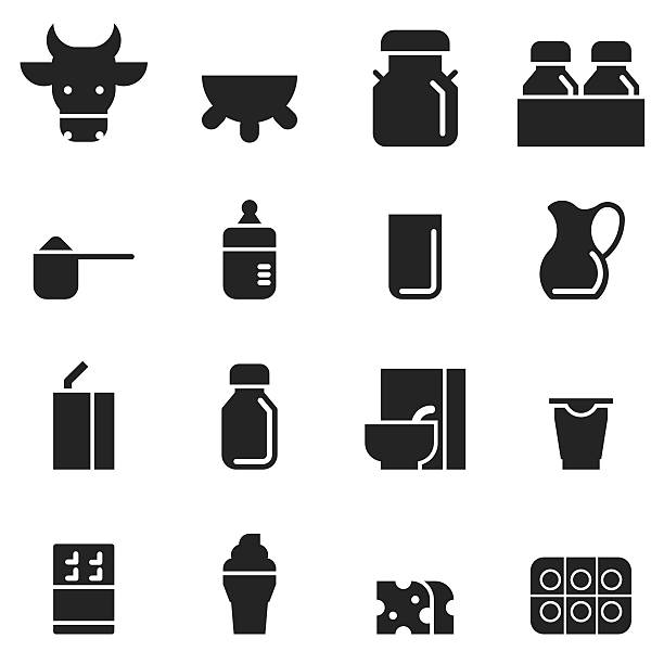 Dairy Products Icons [Black Edition] Dairy Products Icons  baby formula stock illustrations