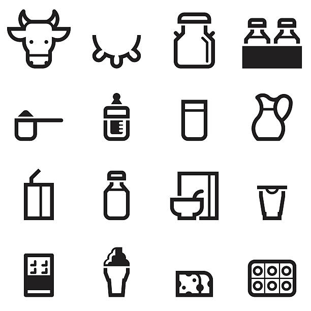 Dairy Products Icons Dairy Products Icons baby formula stock illustrations