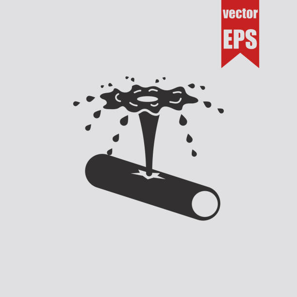 Damaged water pipe icon.Vector illustration. Damaged water pipe icon.Vector illustration. Burst Pipe stock illustrations