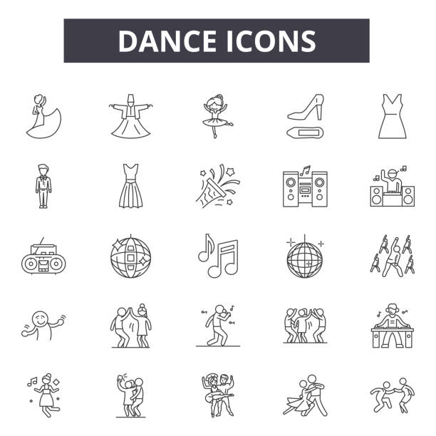 Dance line icons for web and mobile design. Editable stroke signs. Dance  outline concept illustrations Dance line icons for web and mobile. Editable stroke signs. Dance  outline concept illustrations dancing icons stock illustrations