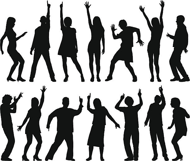 Dancers Highly detailed silhouettes of dancers. dancing clipart stock illustrations