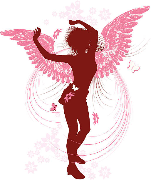 Dancing Angel, Sihouette vector art illustration