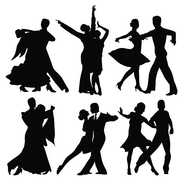 Dancing couples Silhouettes of dancers  isolated on white. Vector illustration dancing silhouettes stock illustrations