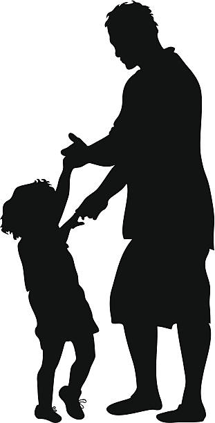 Dancing with Dad Silhouette vector art illustration
