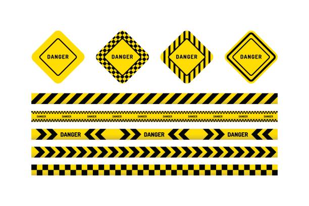 ilustrações, clipart, desenhos animados e ícones de fitas de perigo, sinal de perigo - segurança do trabalho