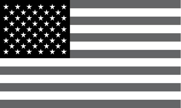 Download Black And White American Flag Illustrations, Royalty-Free ...