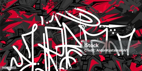 istock Dark Black Abstract Flat Urban Street Art Graffiti Style Vector Illustration Template Background 1406661413