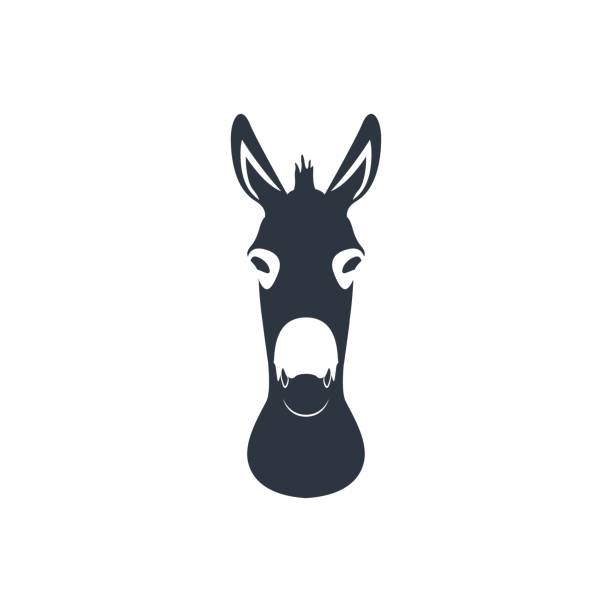 stockillustraties, clipart, cartoons en iconen met donker blauwe silhouet hoofd van een ezel. vectorillustratie. - star