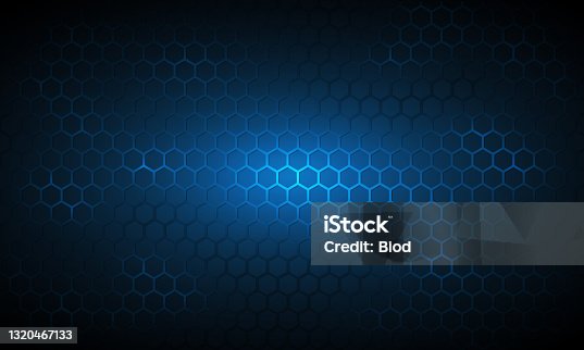 istock Dark blue technology hexagonal background. 1320467133