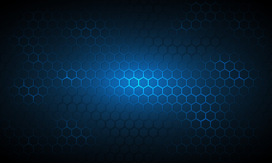 Dark blue technology hexagonal background.