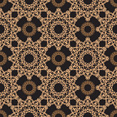 istock Dark dewy seamless pattern with vintage ornaments. Wallpaper in a vintage style pattern. Indian floral element. Ornament for wallpaper, fabric, packaging and paper. Vector illustration. 1335442823