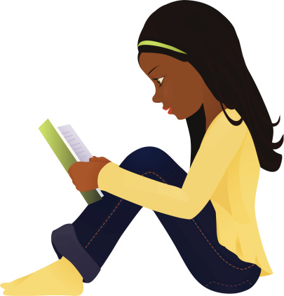 Dark hair girl with a book