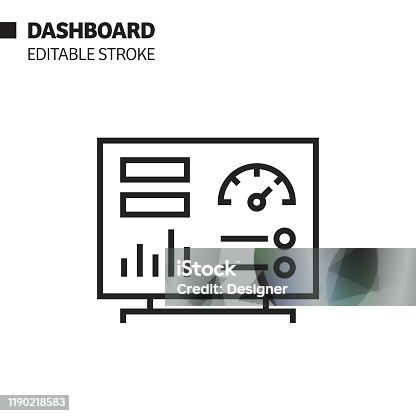 istock Dashboard Line Icon, Outline Vector Symbol Illustration. Pixel Perfect, Editable Stroke. 1190218583
