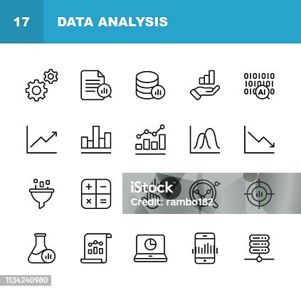 istock Data Analysis Line Icons. Editable Stroke. Pixel Perfect. For Mobile and Web. Contains such icons as Settings, Data Science, Big Data, Artificial Intelligence, Statistics. 1134240980