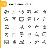 30 Data Analysis Outline Icons.