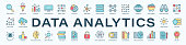 Data Analytics Line Color Icons - Vector Illustration