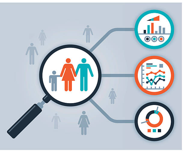 Data People Analytics and Statistics Data and analysis of information about people and statistics. EPS 10 file. Transparency effects used on highlight elements. generational marketing stock illustrations