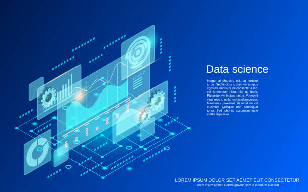 Data science vector concept Data science, big data analysis flat 3d isometric vector concept illustration big data stock illustrations
