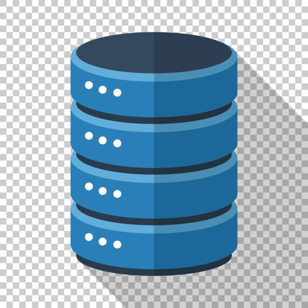 Data storage icon in flat style with long shadow on transparent background Data storage icon in flat style with long shadow on transparent background network server stock illustrations