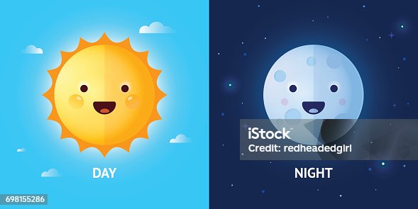 istock Day and Night Illustrations with Sun and Moon 698155286