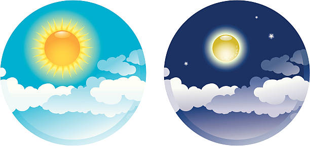 Day and Night vector art illustration