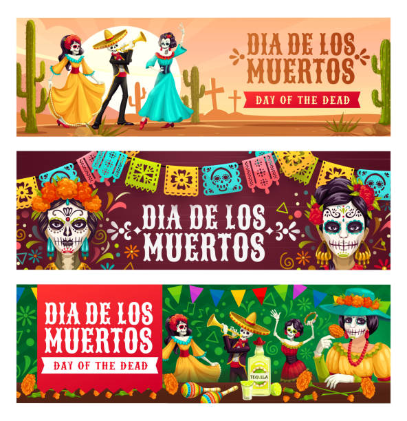 bildbanksillustrationer, clip art samt tecknat material och ikoner med day of dead, dia de los muertos semester i mexiko - alla helgons dag