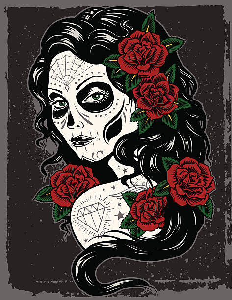 Day Of Dead Girl Day Of Dead Girl skulls tattoos stock illustrations