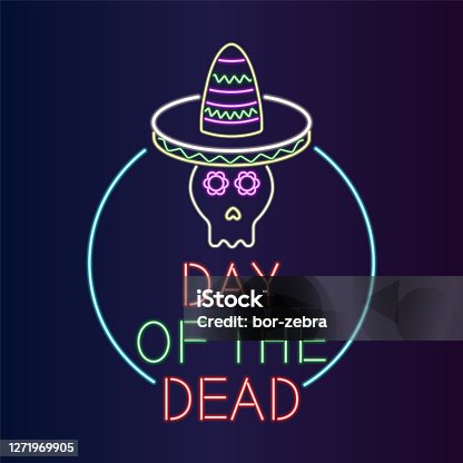 istock Day of the Dead Neon Banner vector illustration 1271969905