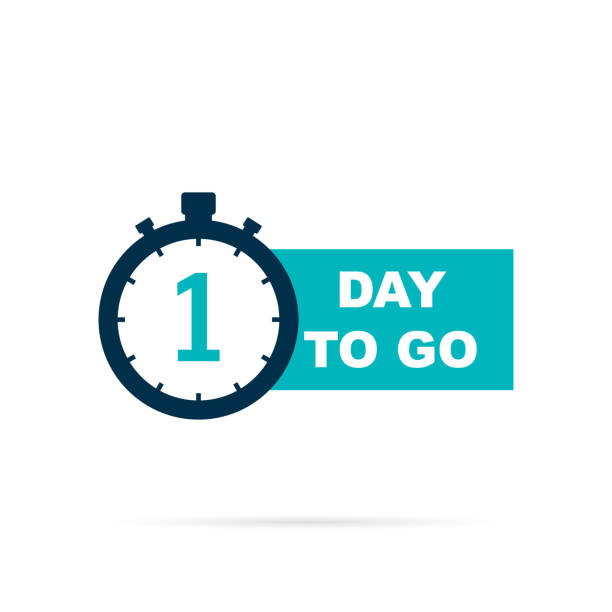1 day to go sign 1 day to go sign with shadow. Vector countdown stock illustrations