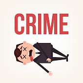 Dead body businessman office worker man character. Contract killing concept. Vector flat cartoon illustration