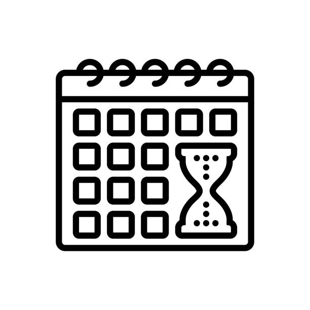 Deadline time limit Icon for deadline, time limit, calender, appointment, hourglass, management, countdown, extended, postponed postponed stock illustrations