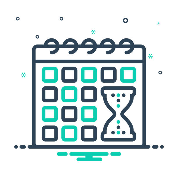 Deadline time limit Icon for deadline, time limit, calender, appointment, hourglass, management, countdown, extended, postponed postponed stock illustrations