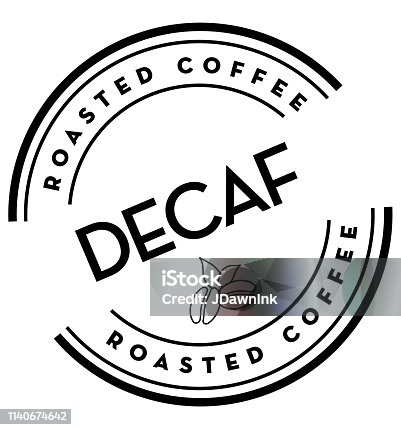 istock Decaf Roasted Coffee round labels on coffee bean on white background 1140674642