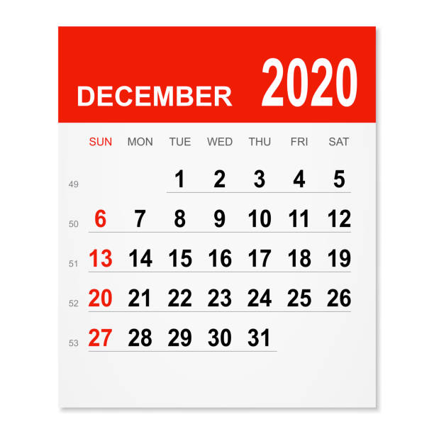 2020년 12월 캘린더 - 12월 stock illustrations