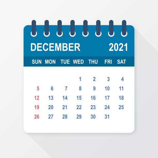 ilustrações, clipart, desenhos animados e ícones de folha do calendário de dezembro de 2021. calendário 2021 em estilo plano. ilustração vetorial. - dezembro