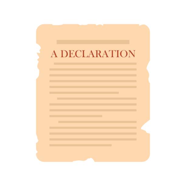 Declaration icon flat Declaration icon in flat style isolated on white background declaration of independence stock illustrations