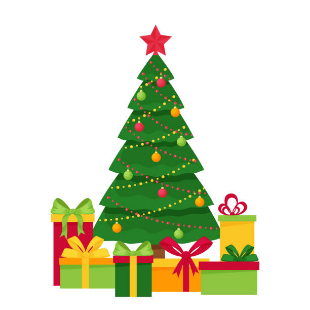 140 Cartoon Of The Presents Under A Christmas Tree Illustrations &amp; Clip Art  - iStock