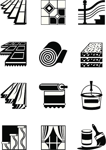 dekoration-materialien für innen - dachdämmung stock-grafiken, -clipart, -cartoons und -symbole
