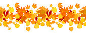 Decorative autumn banner line with of orange leaves