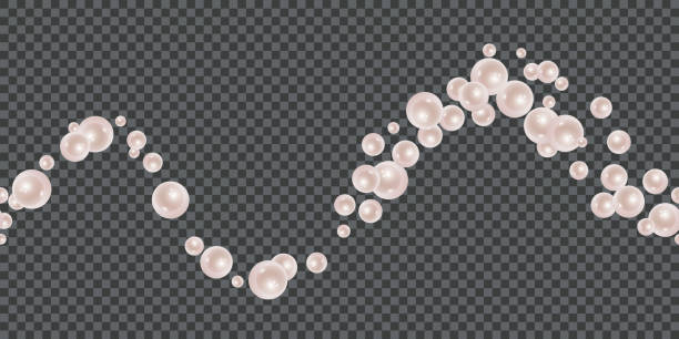 Decorative design element white  beads Seamless background with shiny natural white pearl garlands of beads. Great for celebratory design, Christmas decorations, wedding theme, greeting card, banner, gift packaging, poster, website. Vector pink pearl stock illustrations
