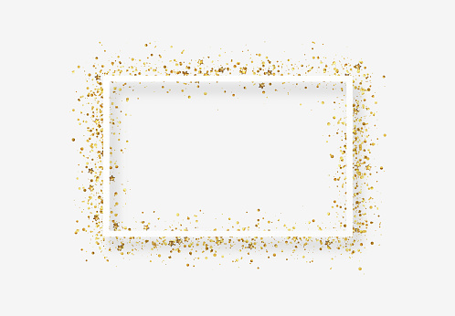 Decorative frame with glitter tinsel of confetti.