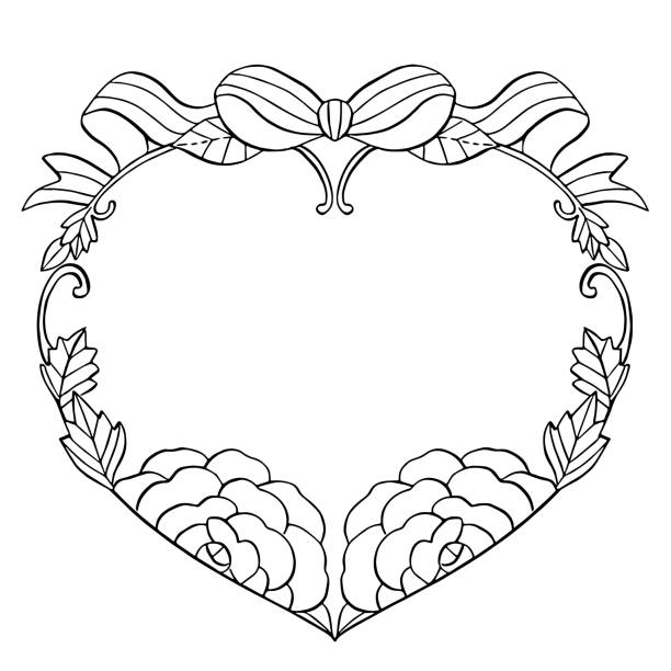 decorative heart frame vector art illustration