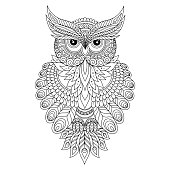 Decorative ornamental Owl. Vector illustration