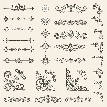 Decorative ornate set. Vintage floral dividers and borders royal premium style decoration vector set. Illustration floral decoration frame, swirl victorian