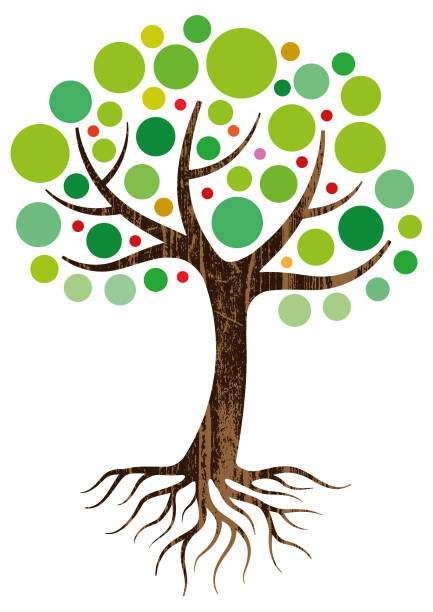 Decorative tree and roots illustration vector art illustration