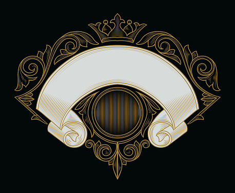 Decorative vintage ornate scroll emblem