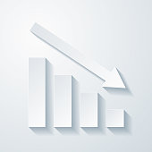 istock Decreasing graph. Icon with paper cut effect on blank background 1320692959