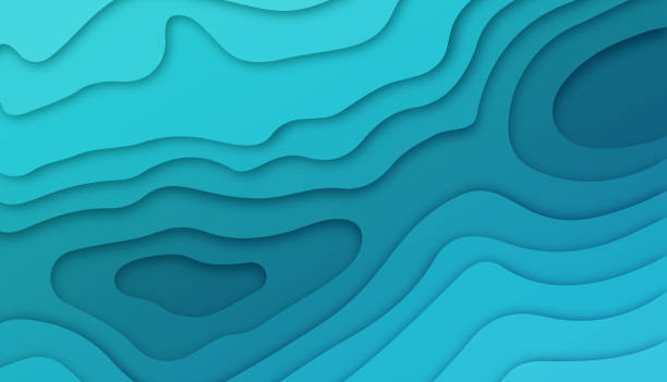 Deep Blue Layers Deep blue layers abstract water background concept. topography stock illustrations