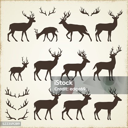 istock Deer and Antler Silhouettes 522359289